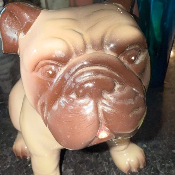 Milo Ceramic VTG Pug English Bulldog Sitting Statue Figurine Tongue Sticking Out - Picture 12 of 14
